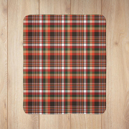 Christmas Brown & Orange Cleveland OH Plaid Fleece Sherpa Blanket