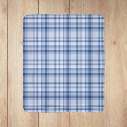 Winter Blue Plaid Fleece Sherpa Blanket
