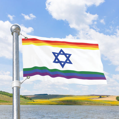 Israel Rainbow Pride Flag with Grommets