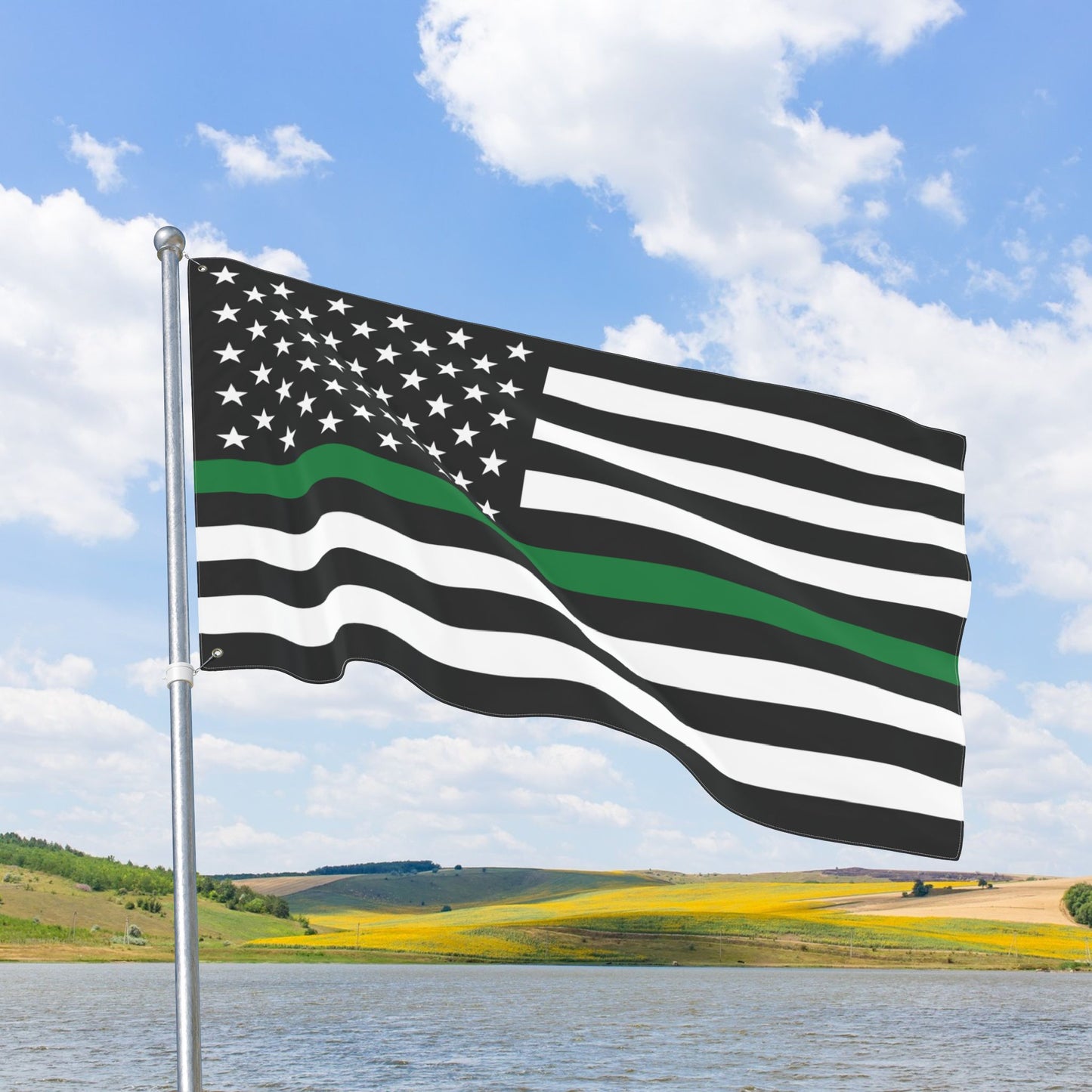 USA Thin Green Line American Flag with Grommets