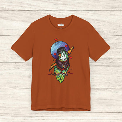 Frankenstein Lovebird, Hand-Drawn & Hand-Colored Tee