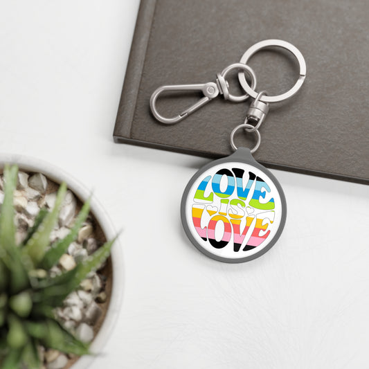 One size Grey Queer Pride Love is Love Keychain