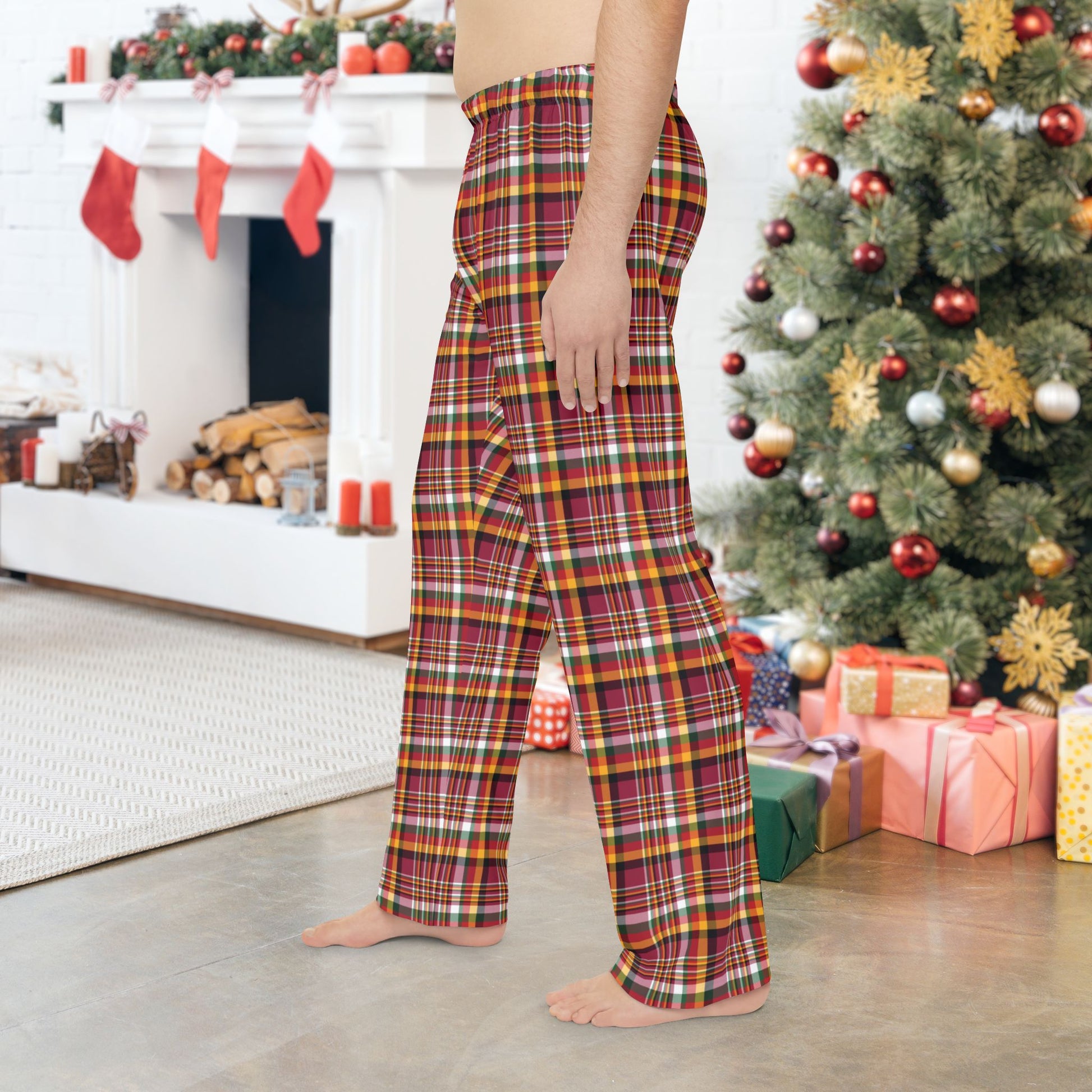 Men’s Christmas Red & Yellow Arizona AZ Plaid Pajama Pants