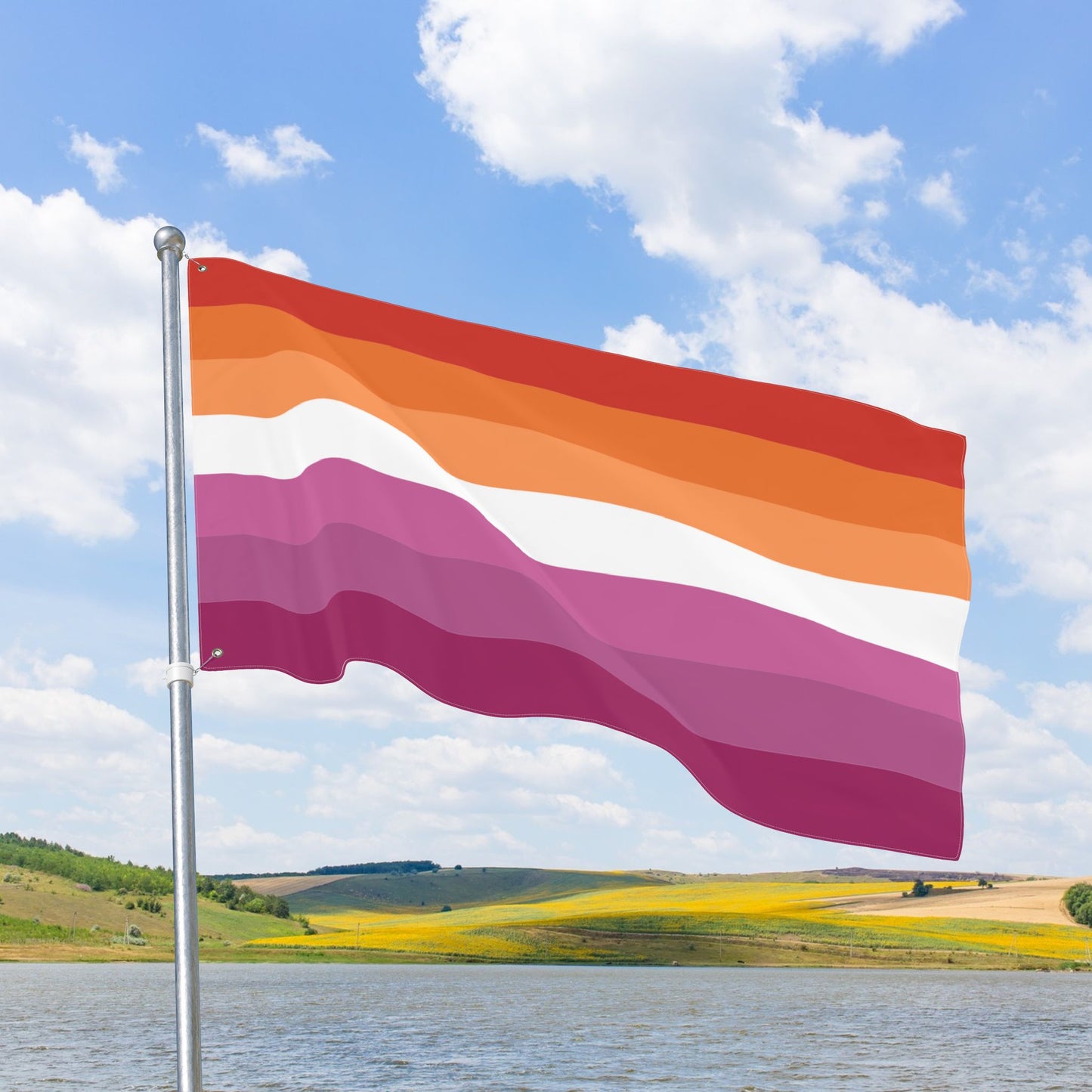 Lesbian Pride 7-Stripe Flag with Grommets