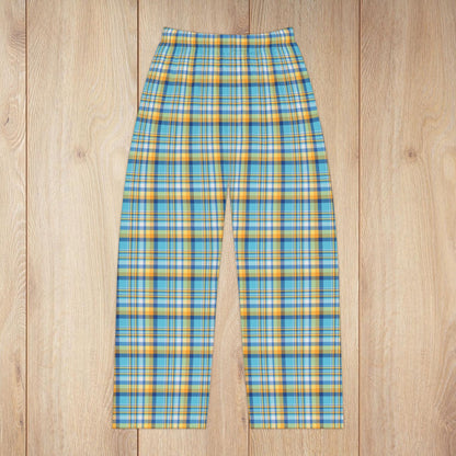 Women’s Teal, Blue & Gold Ohio Plaid Pajama Pants