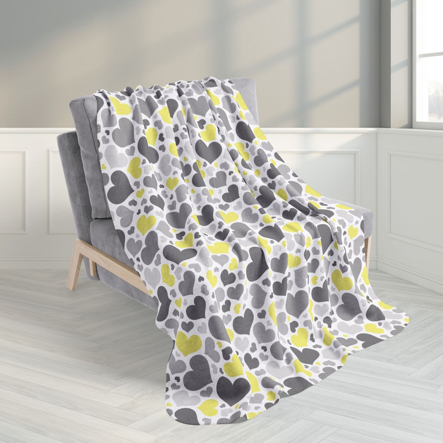 50" × 60" Demigender Pride Valentine’s Day Hearts White Fleece Sherpa Blanket