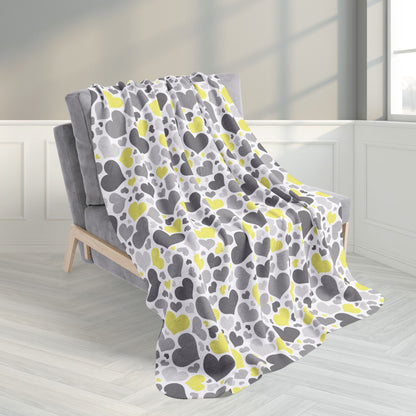 50" × 60" Demigender Pride Valentine’s Day Hearts White Fleece Sherpa Blanket