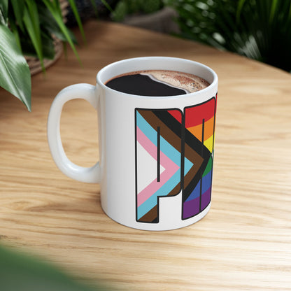 Rainbow Progress Pride 11oz or 15oz Black or White Ceramic Mug