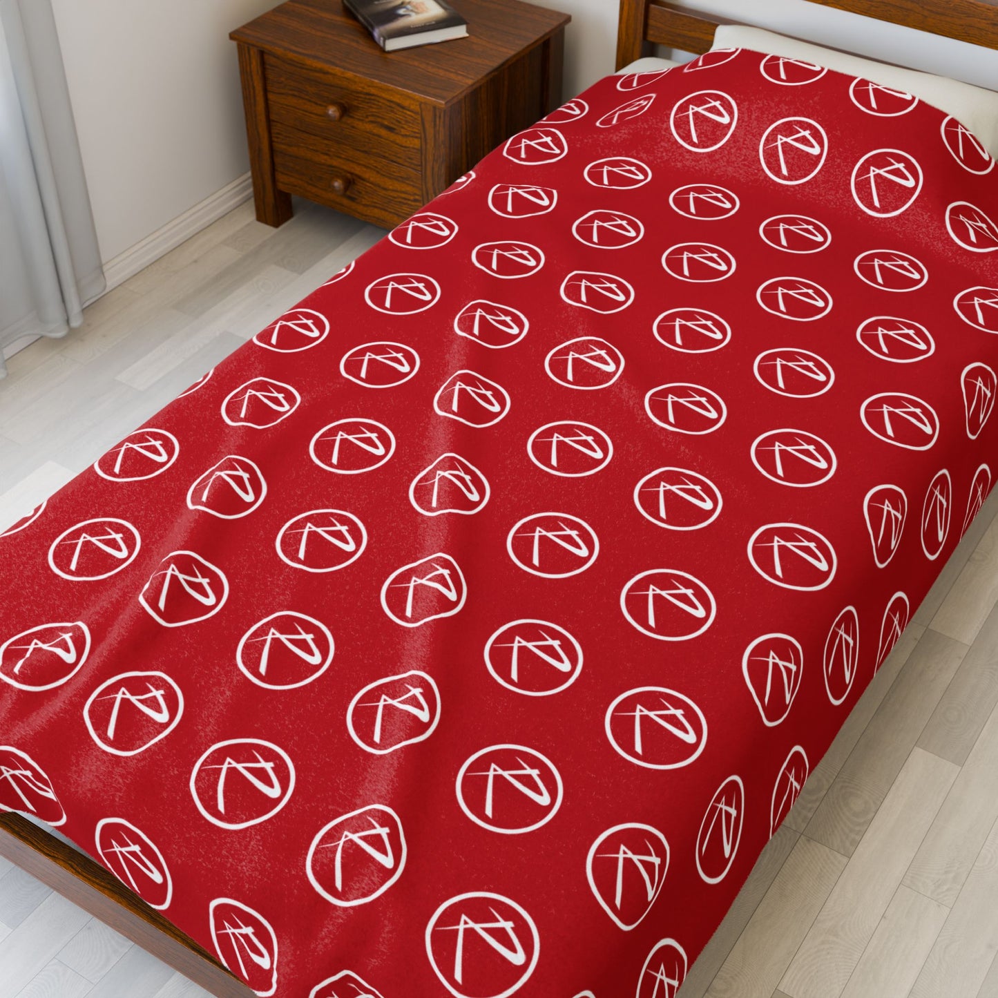 White Rambler Logo Red Velveteen Plush Blanket