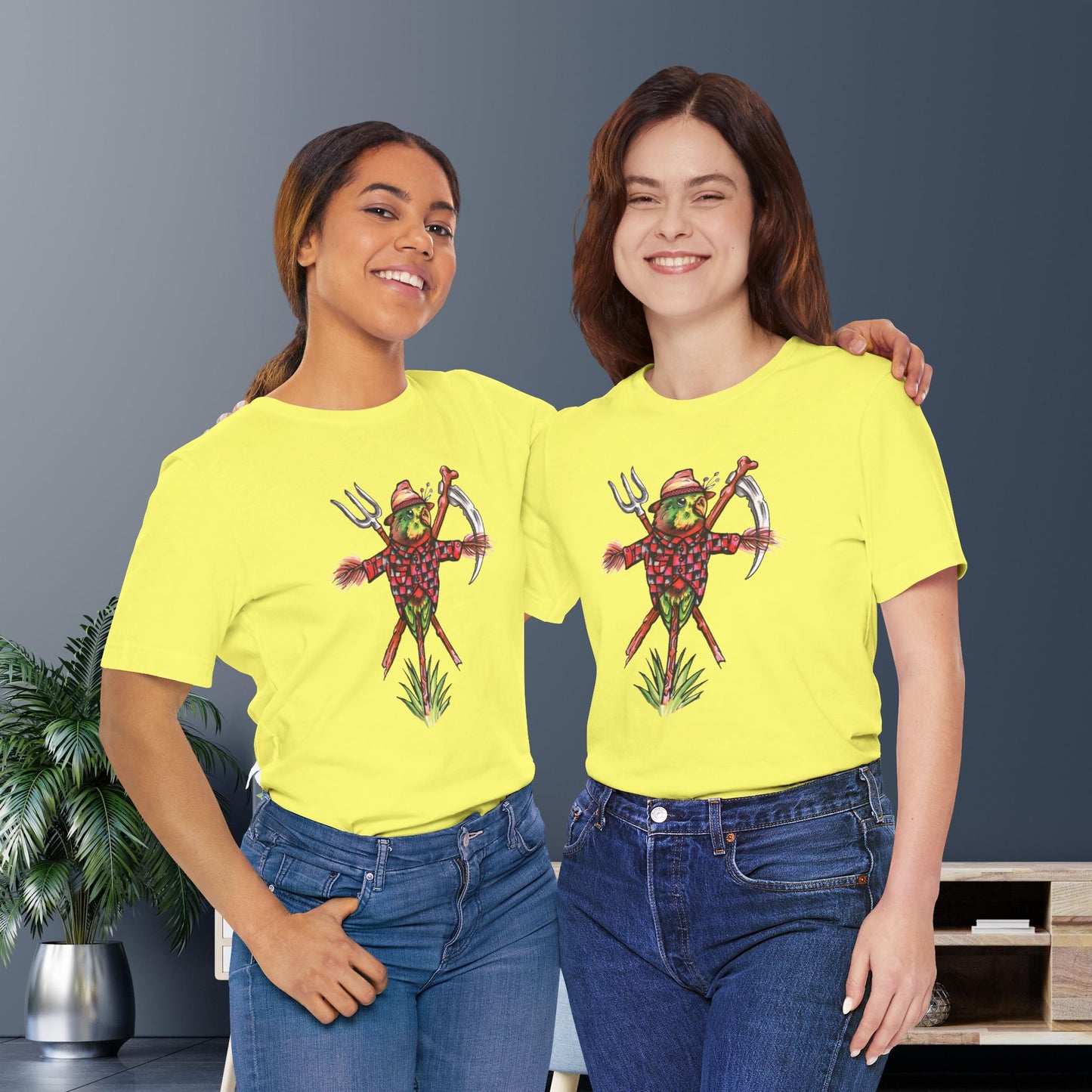 Scarecrow Lovebird, Hand-Drawn & Hand-Colored Tee