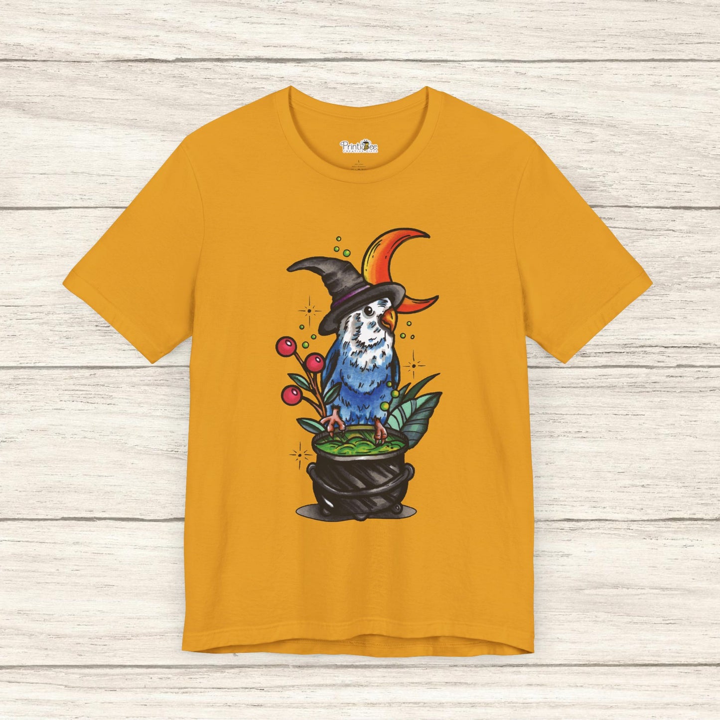 Lovebird Witch, Hand-Drawn & Hand-Colored Tee