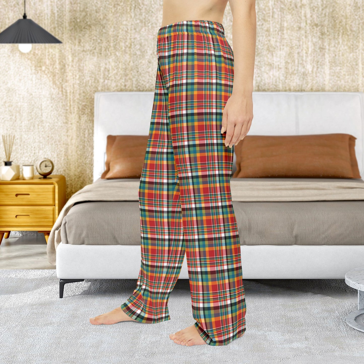 Women’s Orange, Blue & Green Ohio Plaid Red Pajama Pants