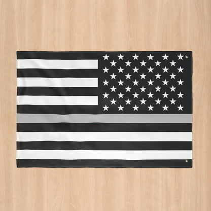 USA Thin Silver Line American Flag with Grommets