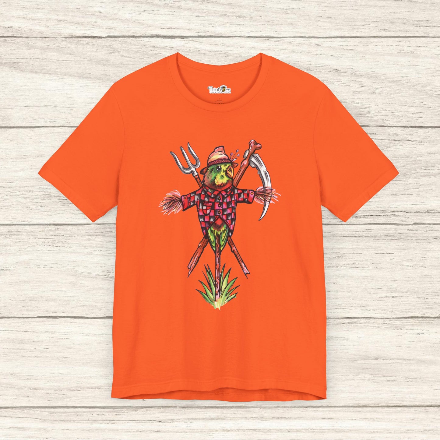 Scarecrow Lovebird, Hand-Drawn & Hand-Colored Tee