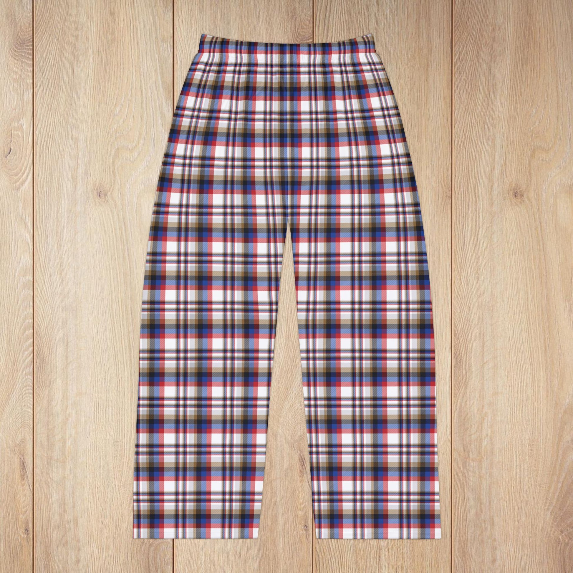 Men’s White, Red & Blue Gurnee IL Plaid Pajama Pants