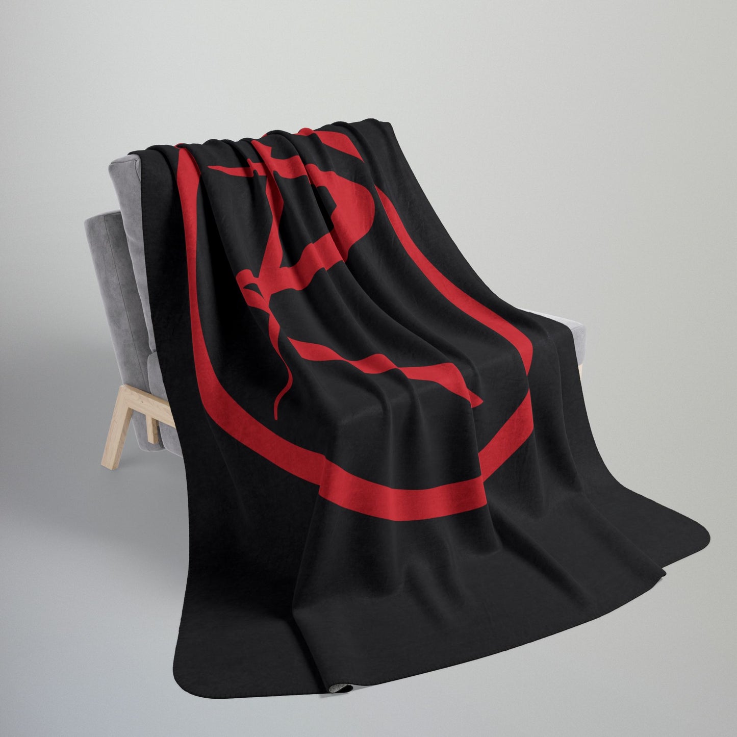 Rambler Red Logo Black Fleece Sherpa Blanket
