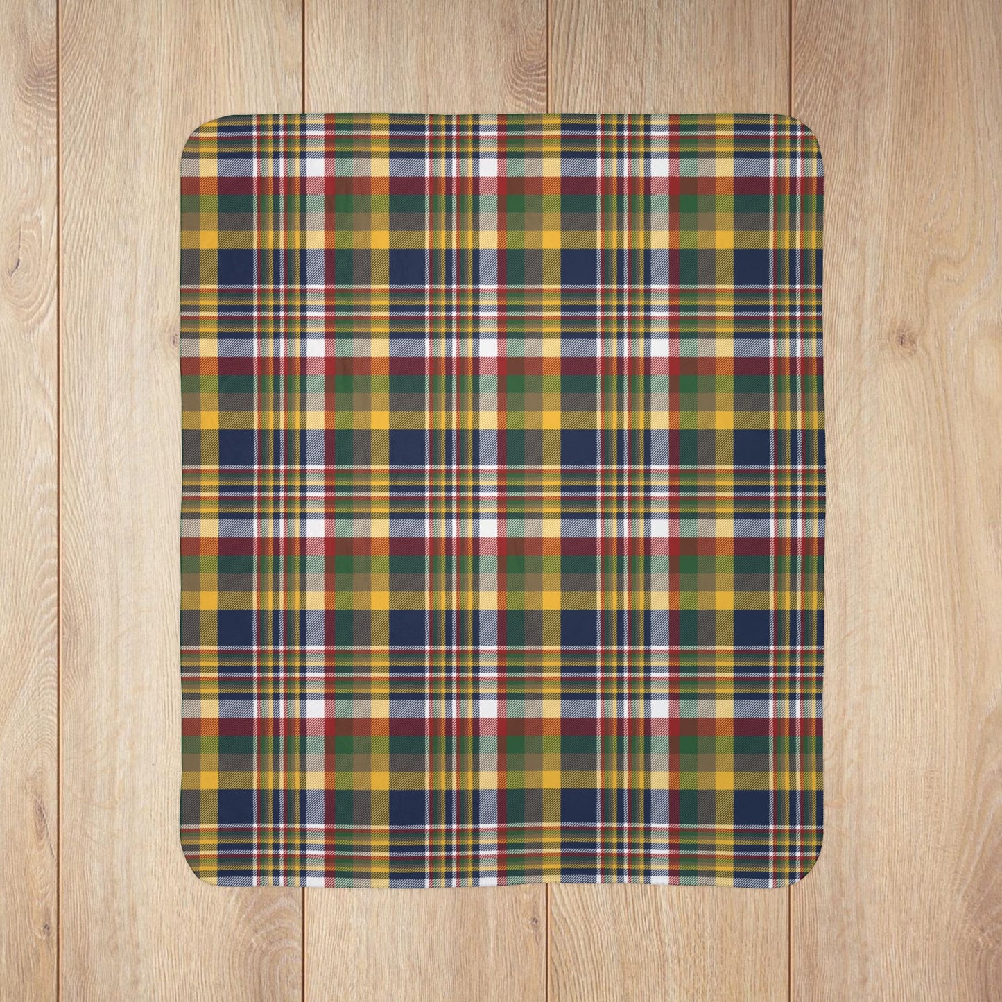 Christmas Blue & Yellow Plaid Milwaukee WI Fleece Sherpa Blanket