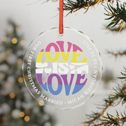 Custom Crystal Love is Love Bigender Pride 3" Circle Ornament