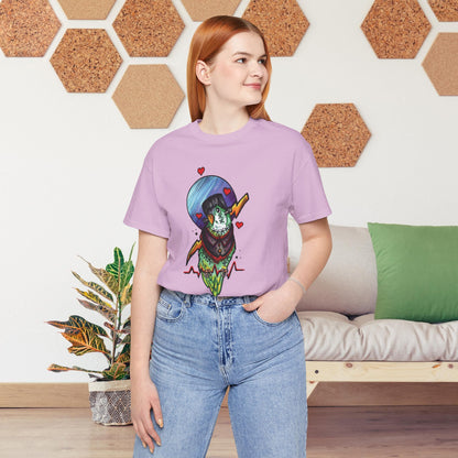 Frankenstein Lovebird, Hand-Drawn & Hand-Colored Tee