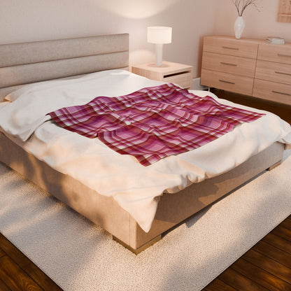 Lesbian Pink Pride Plaid Velveteen Plush Blanket