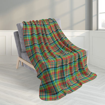 50" × 60" Red, Green & Blue Ohio Plaid Fleece Sherpa Blanket