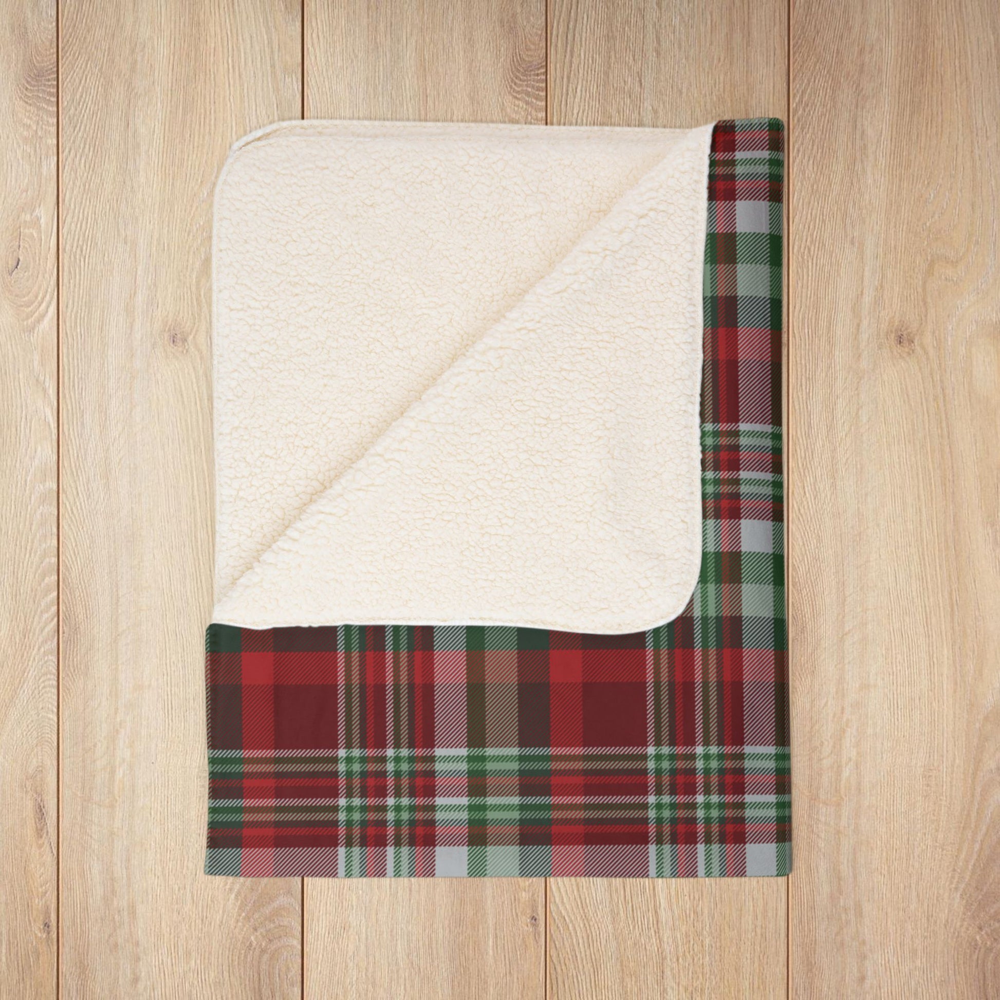 Christmas Green & Maroon Plaid Fleece Sherpa Blanket