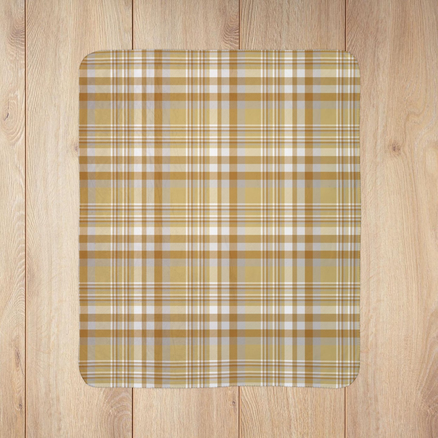 Christmas Gold & Silver Plaid Fleece Sherpa Blanket
