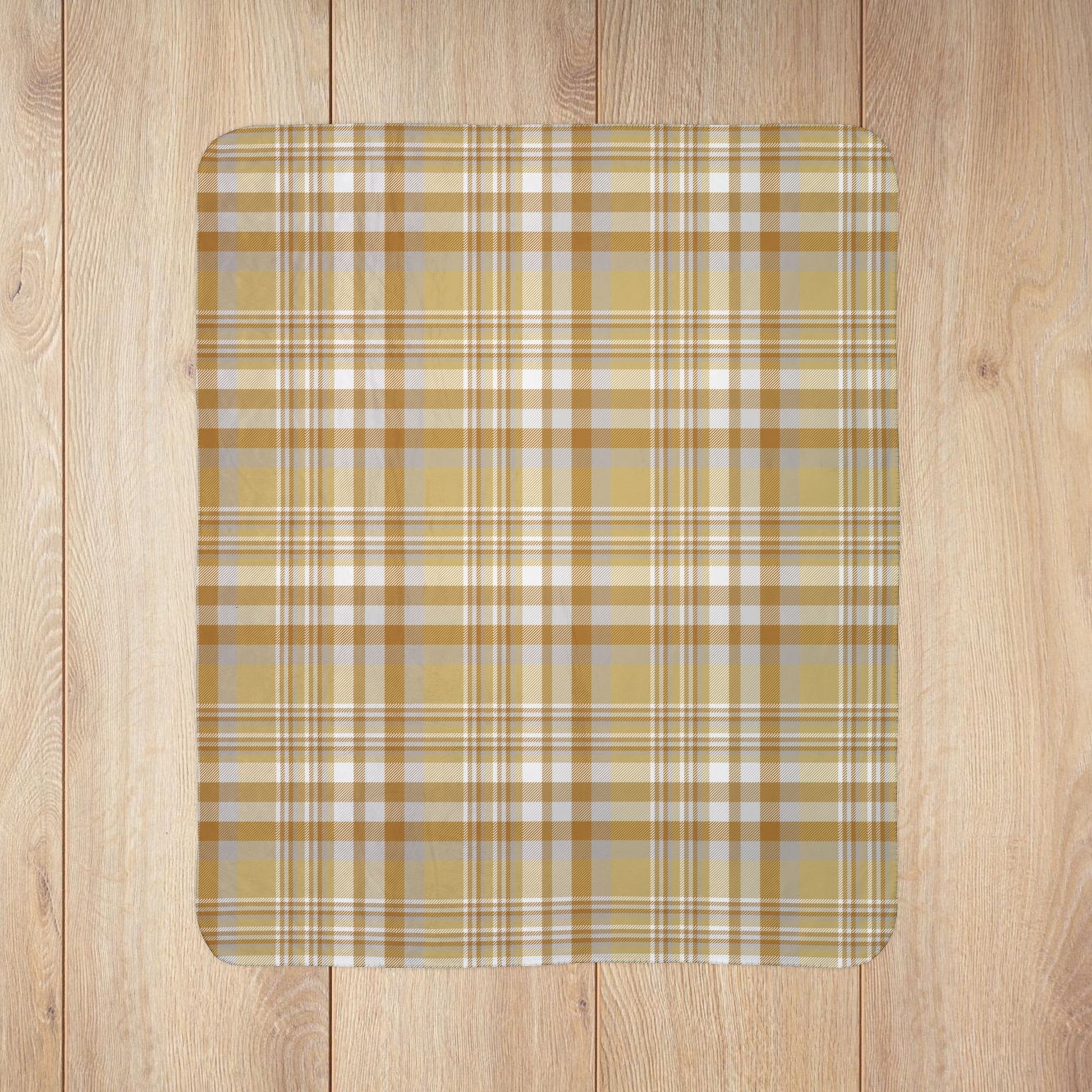 Christmas Gold & Silver Plaid Fleece Sherpa Blanket