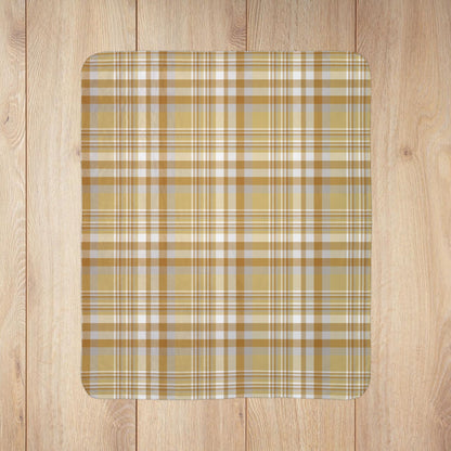 Christmas Gold & Silver Plaid Fleece Sherpa Blanket