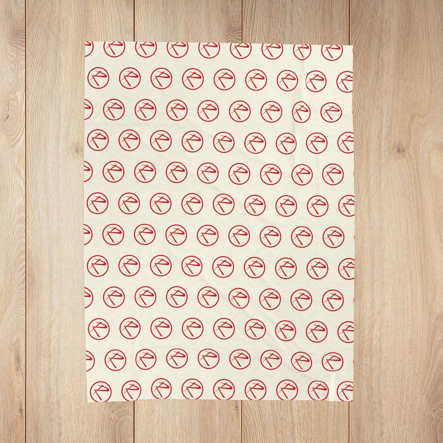 Red Rambler Logo Ivory Velveteen Plush Blanket