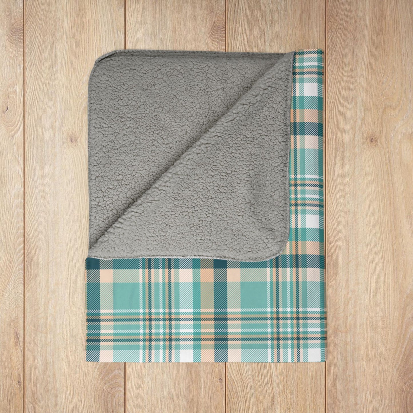 Coastal Shore Plaid Fleece Sherpa Blanket