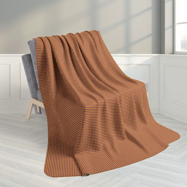 60" × 80" Grey Yellow & Purple Intersex Pride Gingham Fleece Sherpa Blanket