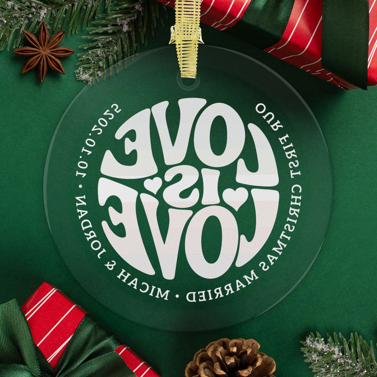 Custom Glass Love is Love Nebulasexual Pride 3.5" Circle Ornaments