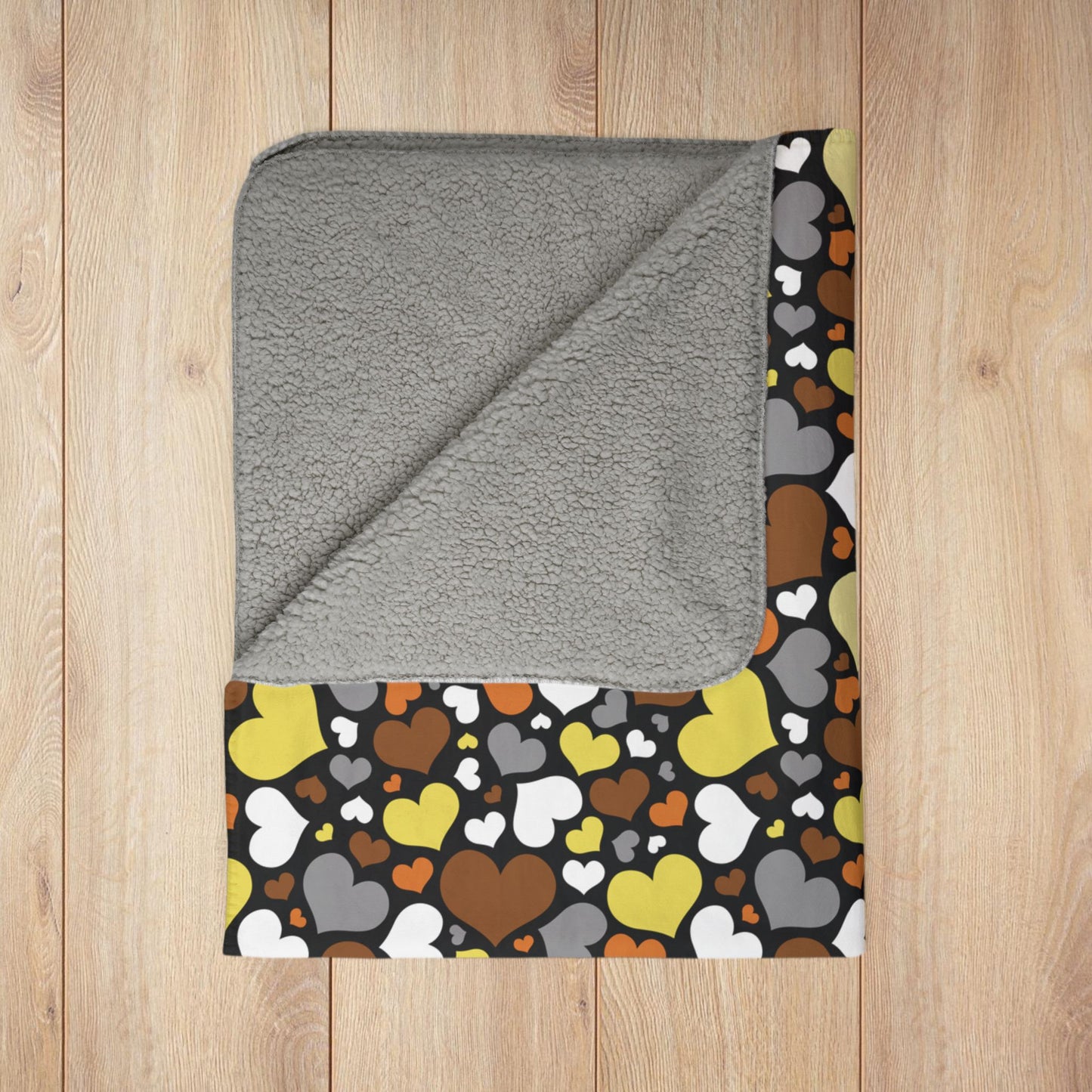 Bear Pride Valentine’s Day Hearts Black Fleece Sherpa Blanket