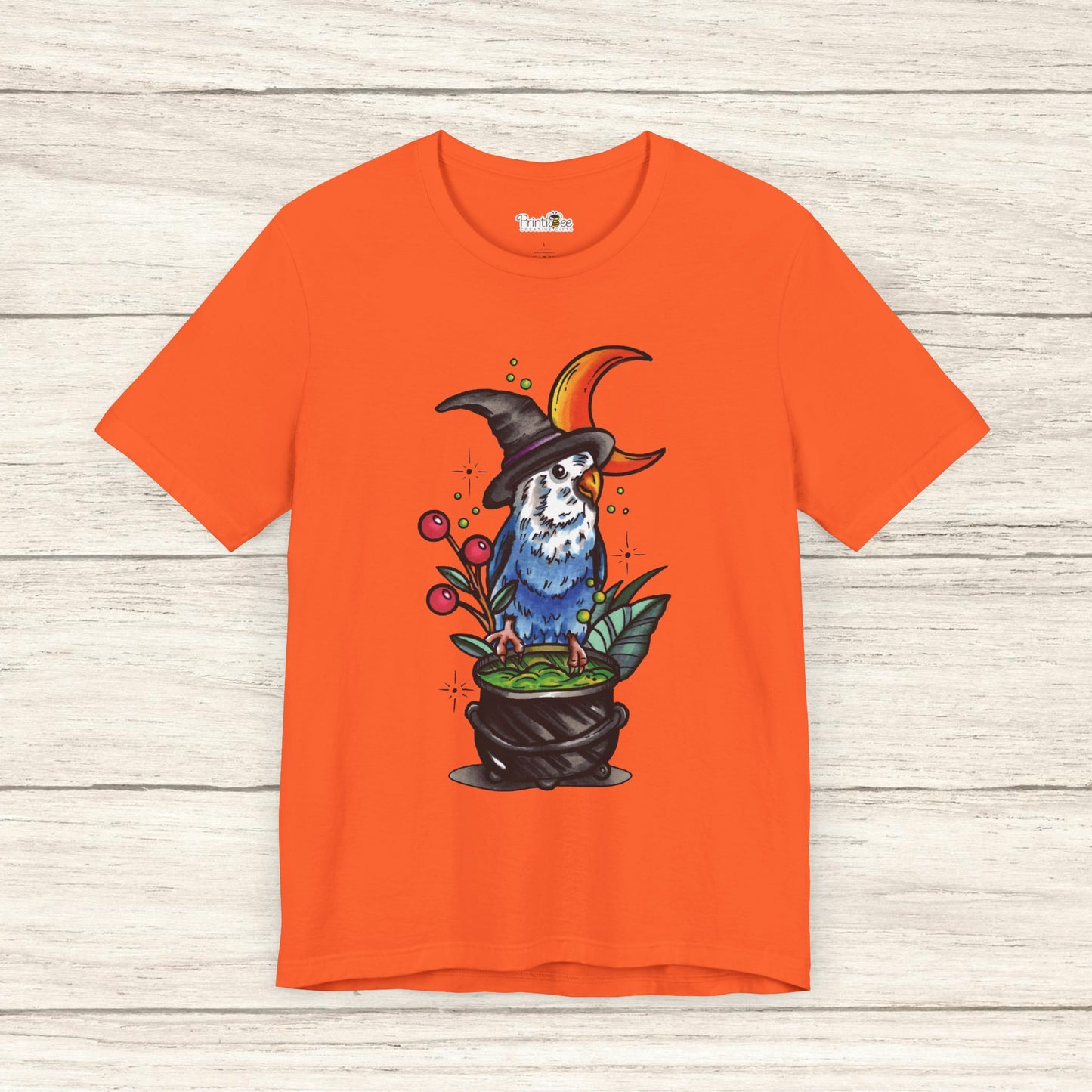 Lovebird Witch, Hand-Drawn & Hand-Colored Tee