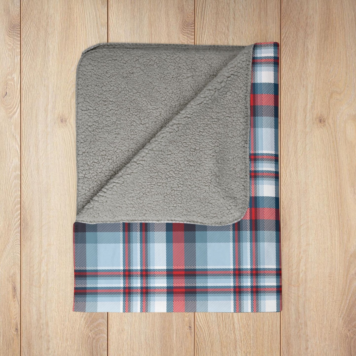 Nautical Teal Plaid Fleece Sherpa Blanket