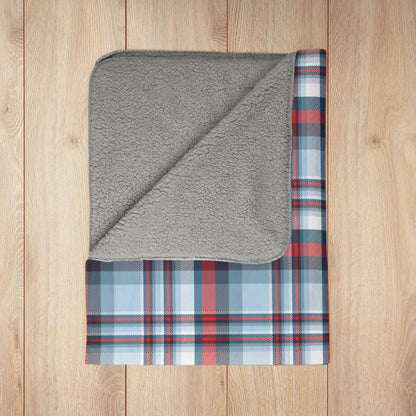 Nautical Teal Plaid Fleece Sherpa Blanket