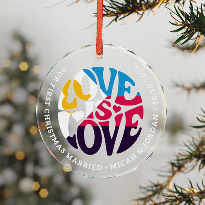 Custom Crystal Love is Love Polyamory Pride 3" Circle Ornament