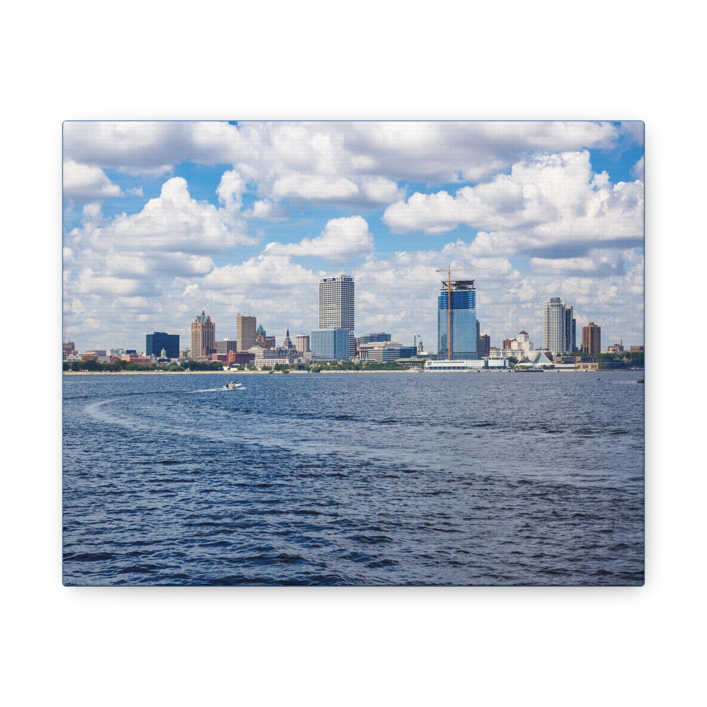 Milwaukee Wisconsin Skyline from Lake Michigan, Photography Canvas Wrap Wall Art