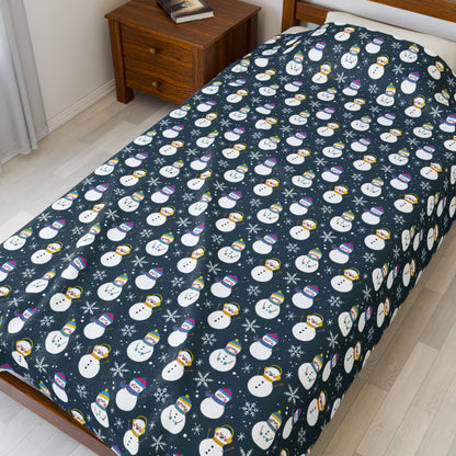 Pansexual Pride Snowmen Velveteen Plush Blanket