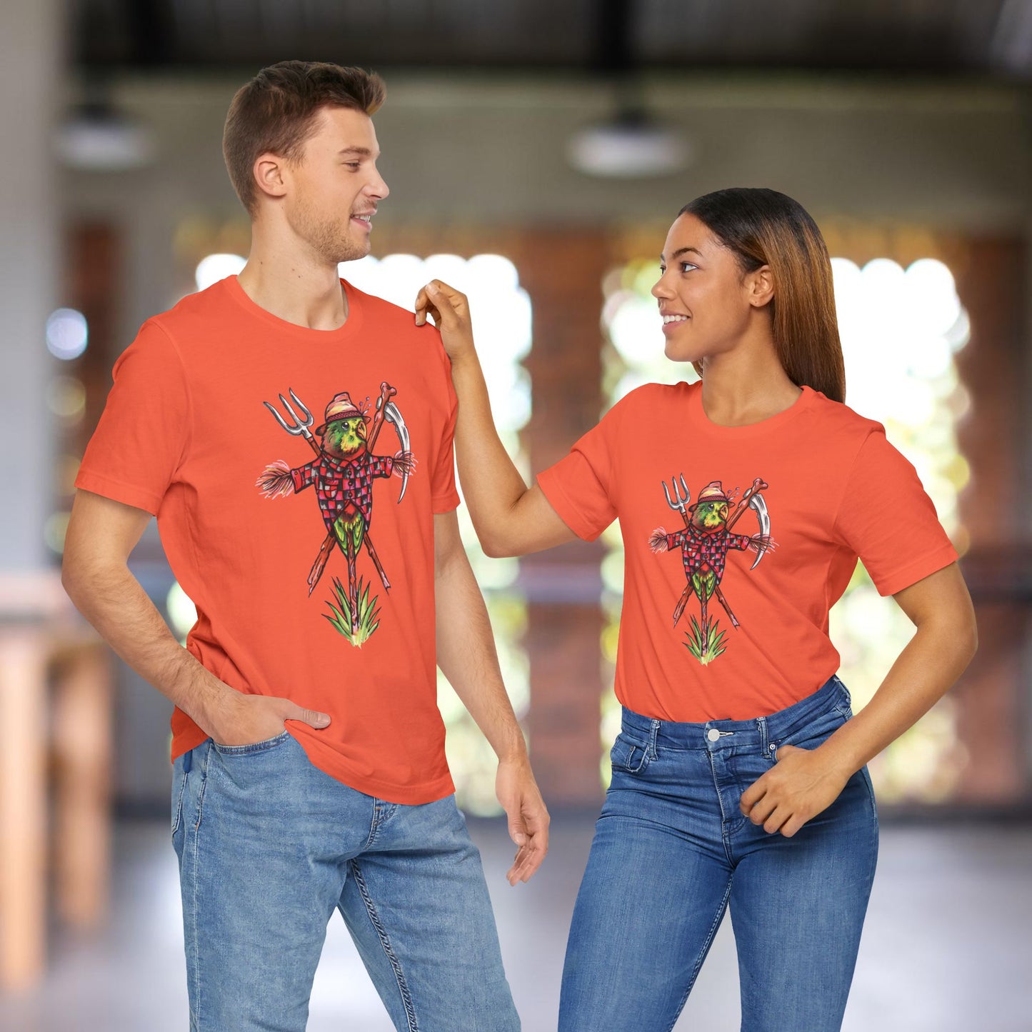 Scarecrow Lovebird, Hand-Drawn & Hand-Colored Tee