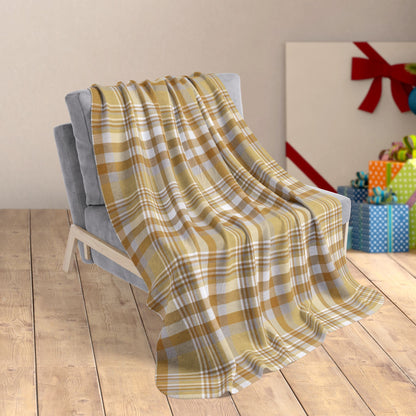 50" × 60" Christmas Gold & Silver Plaid Fleece Sherpa Blanket