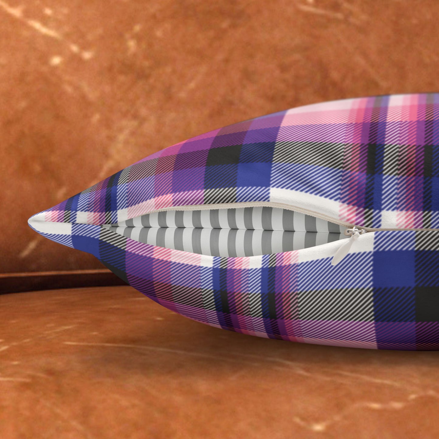 Genderfluid Plaid Faux-Suede Throw Pillow Cover