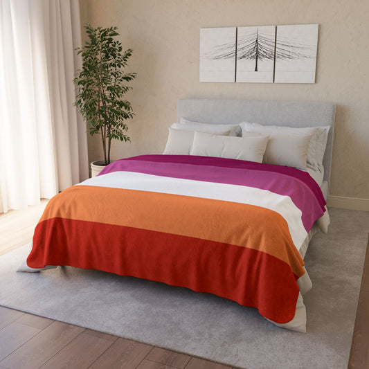 Lesbian Sunset Pride Flag Fleece Sherpa Blanket