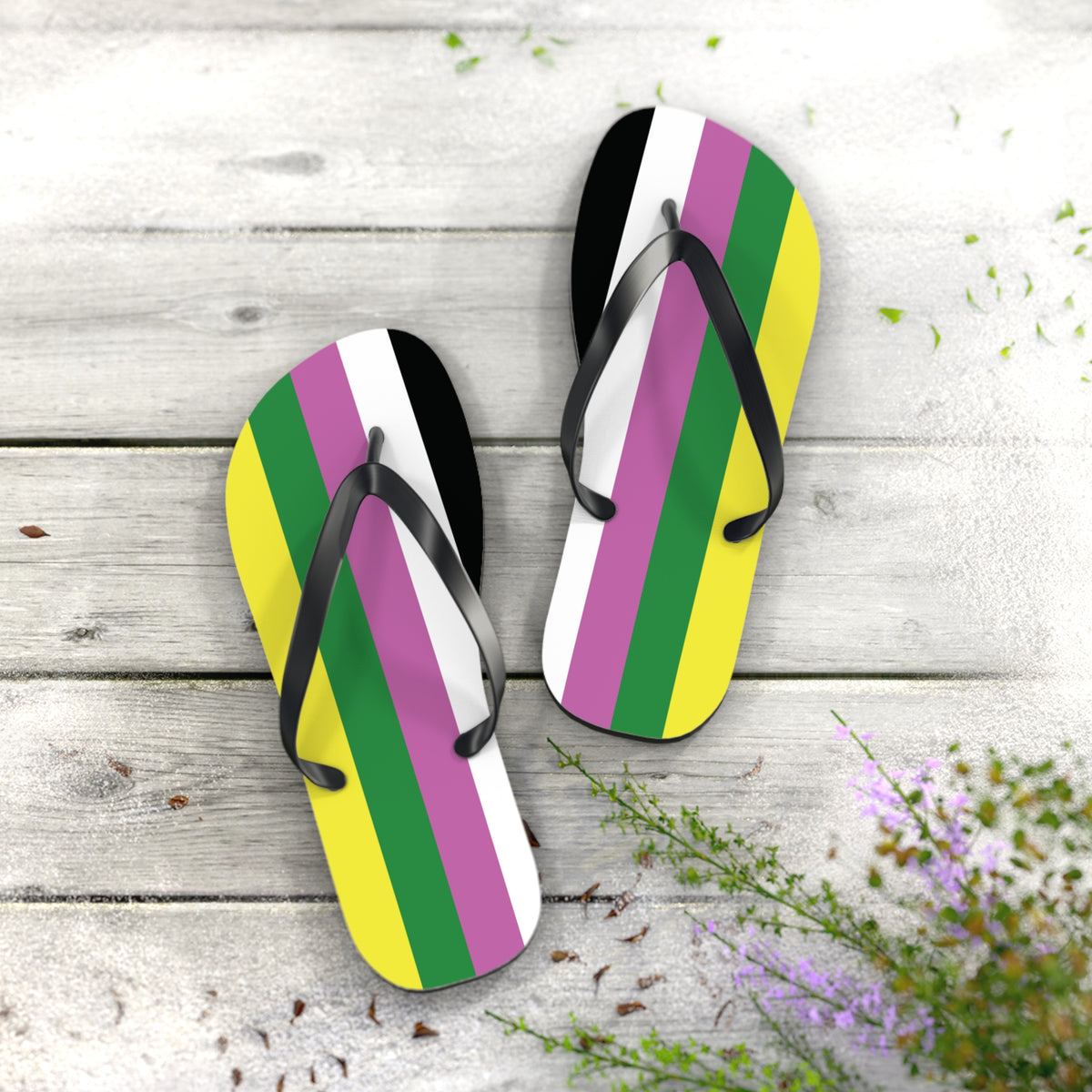 XL Black sole Ceterosexual Pride Flip Flops