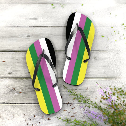 XL Black sole Ceterosexual Pride Flip Flops