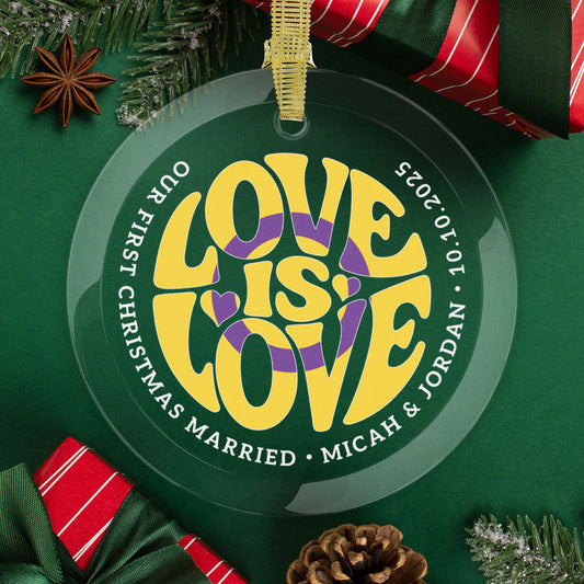 Round One Size Custom Glass Love is Love Intersex Pride 3.5" Circle Ornaments