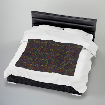 Halloween Fun Multicolor Pattern Velveteen Plush Blanket