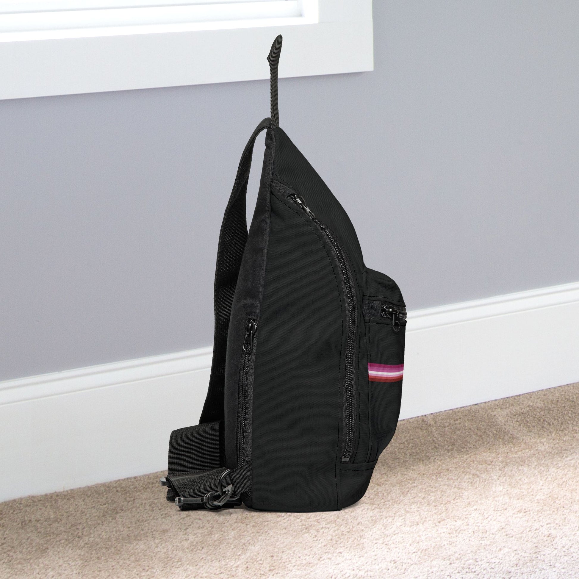 Lesbian Pink Pride Black Minimalist Cross Body Sling Bag