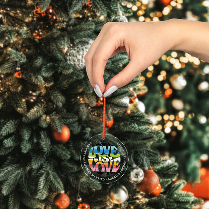 Custom Crystal Love is Love Queer Pride 3" Circle Ornament